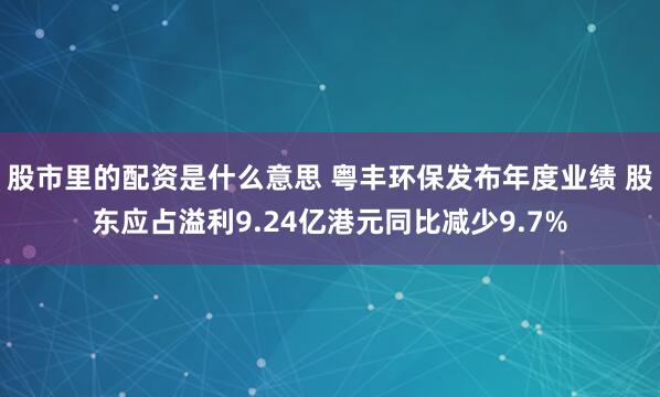 股市里的配资是什么意思 粤丰环保发布年度业绩 股东应占溢利9.24亿港元同比减少9.7%