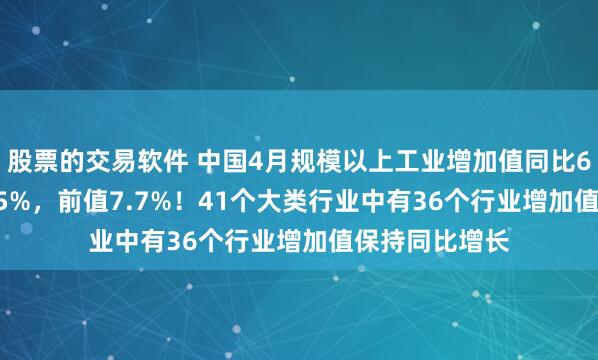 股票的交易软件 中国4月规模以上工业增加值同比6.1%，预期5.5%，前值7.7%！41个大类行业中有36个行业增加值保持同比增长