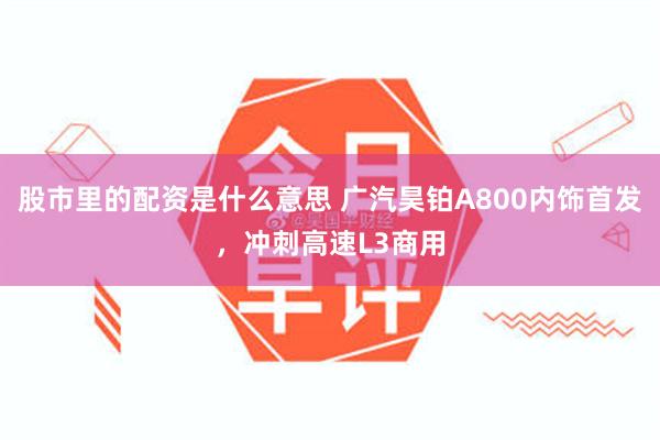 股市里的配资是什么意思 广汽昊铂A800内饰首发，冲刺高速L3商用